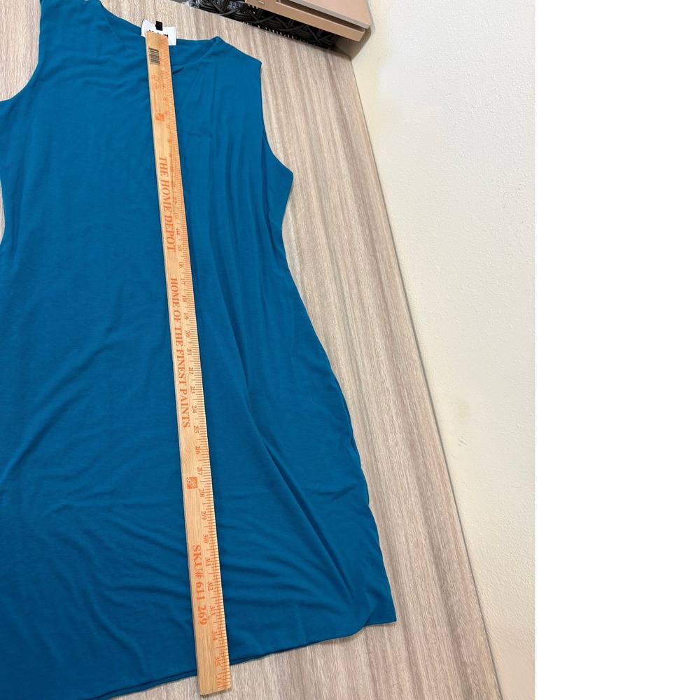 AYM Women Shift Dress 3XL Teal Blue Sleeveless Bamboo Cotton Sustainable Minimal - Picture 11 of 11